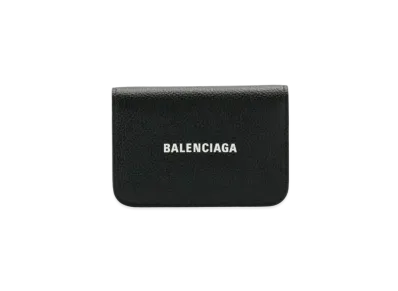 BALENCIAGA Cash Flap Card Holder Grained Calfskin "Black"