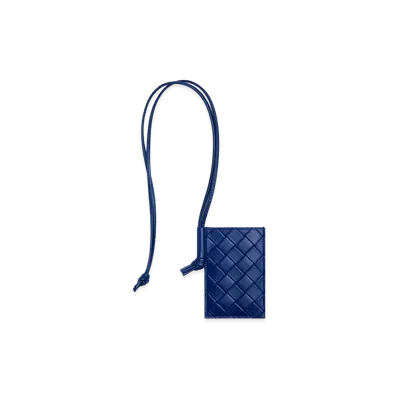 Bottega Veneta Intrecciato Stamp Badge Holder "Royal Blue"