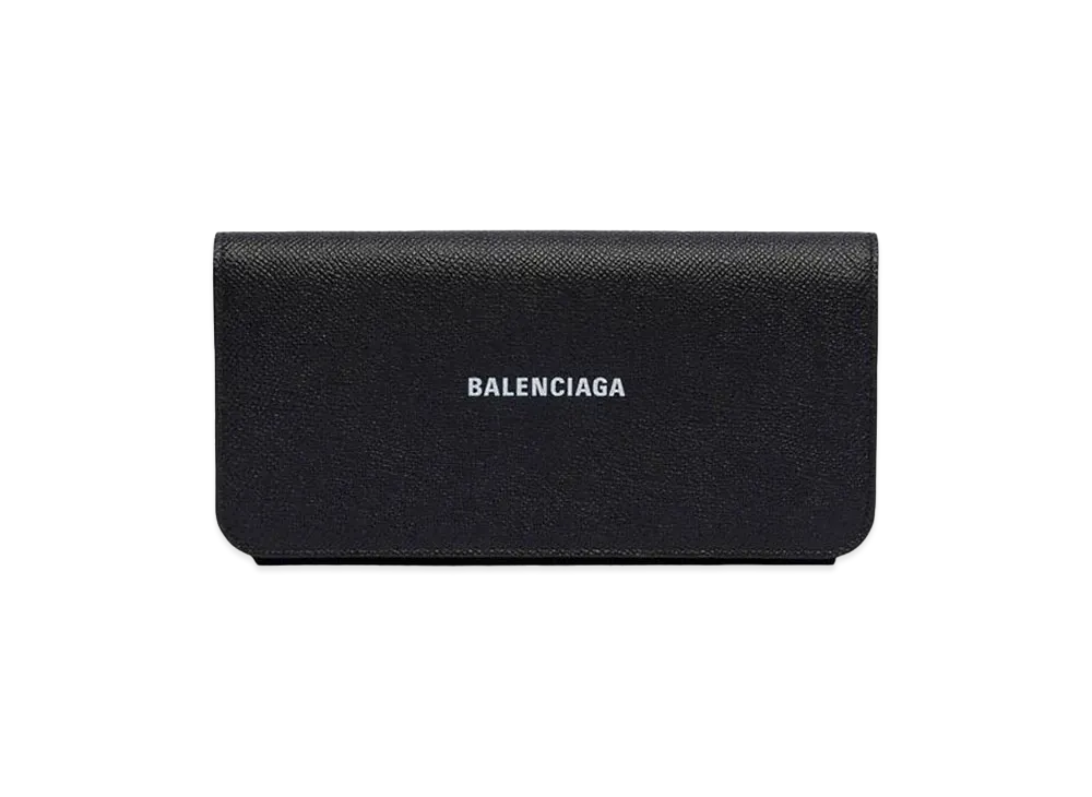 BALENCIAGA Cash Thin Money Wallet Grained Calfskin "Black/White"