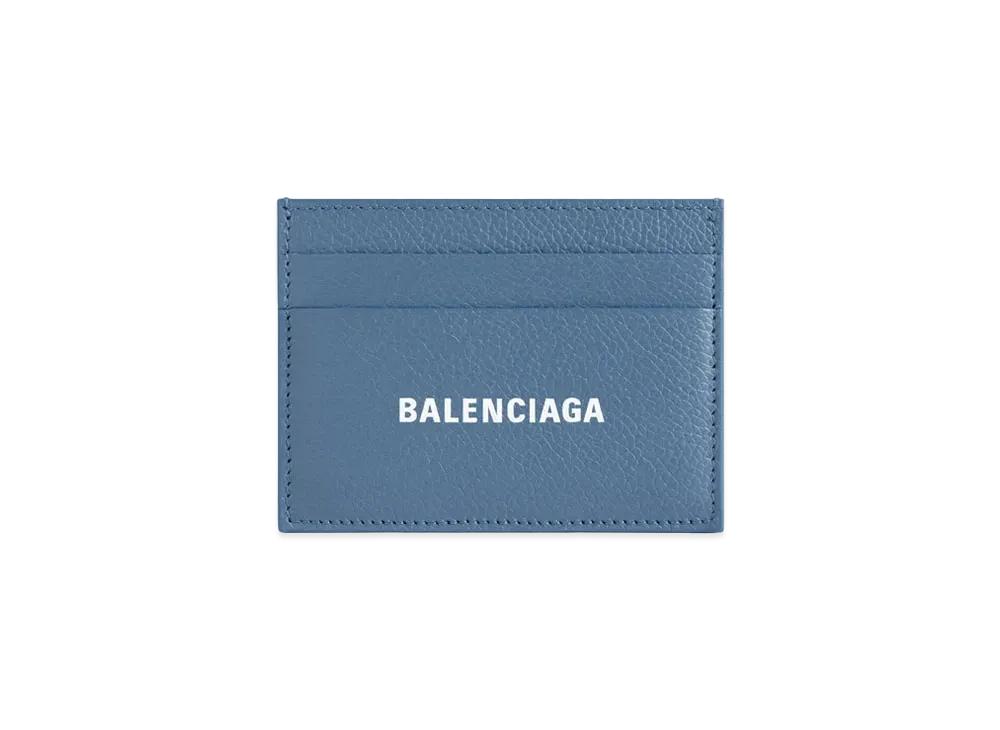 BALENCIAGA Cash Card Holder Grained Calfskin "Blue/White"