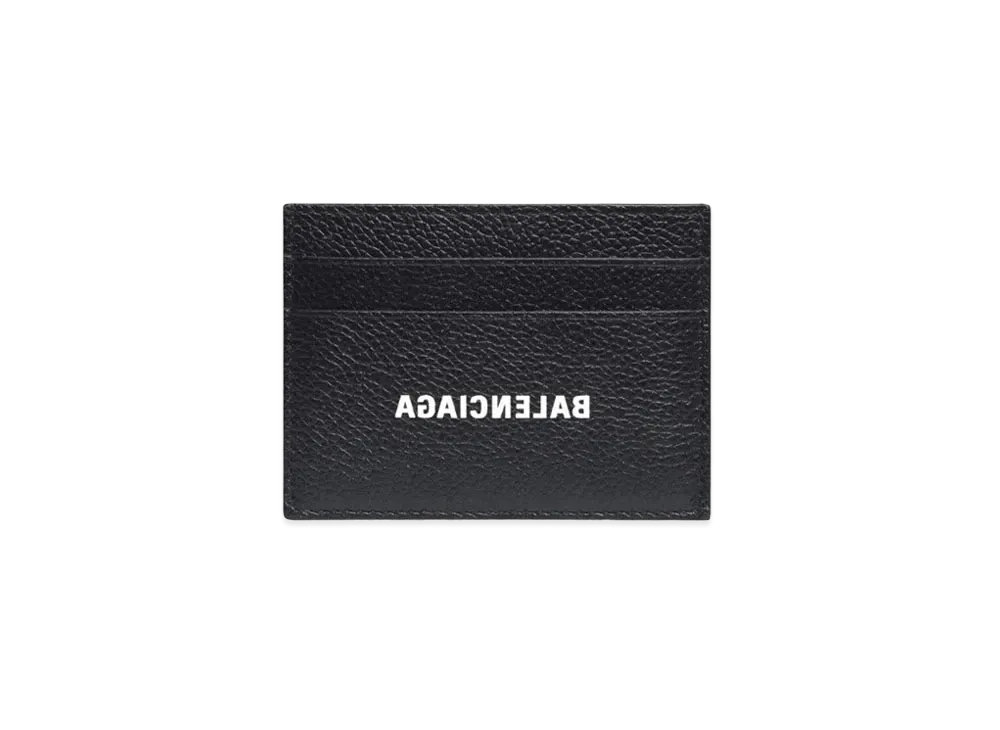 BALENCIAGA Cash Card Holder Grained Calfskin "Black/White"