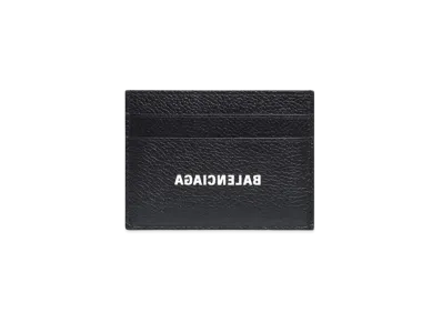 BALENCIAGA Cash Card Holder Grained Calfskin "Black/White"