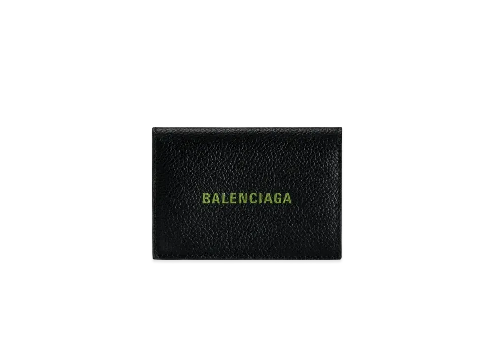 BALENCIAGA Cash Mini Wallet Grained Calfskin Japan Exclusive "Black/Apple Green"