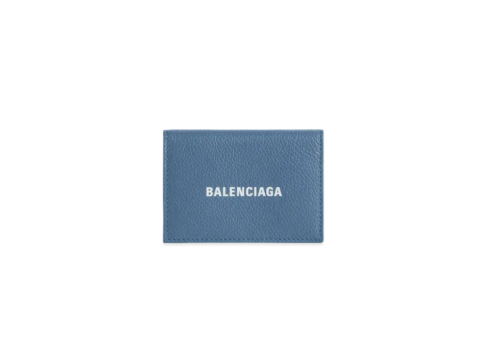 BALENCIAGA Cash Mini Wallet Grained Calfskin "Blue/White"