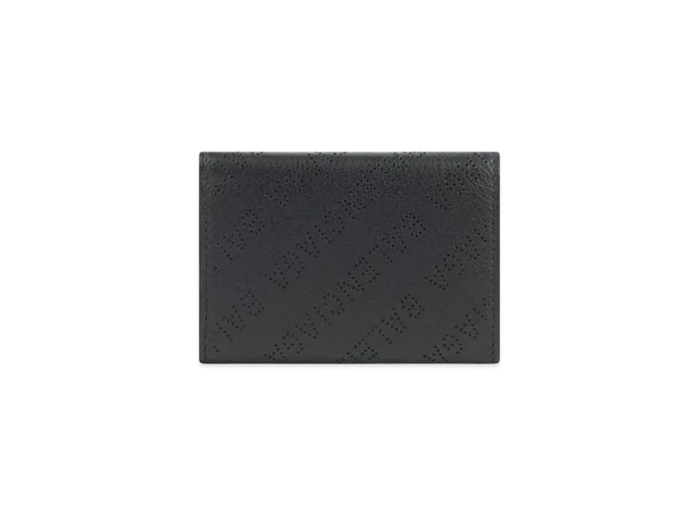 BALENCIAGA Cash Mini Wallet Allover Logo Perforated Smooth Calfskin "Black"