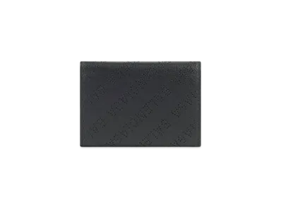 BALENCIAGA Cash Mini Wallet Allover Logo Perforated Smooth Calfskin "Black"