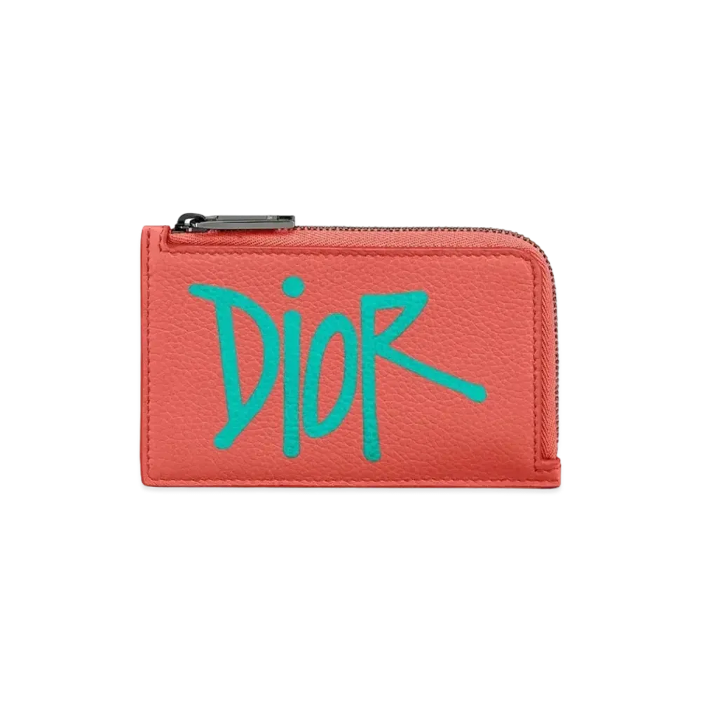Dior x Shawn Stussy Zipped Card Holder "Pink/Green"