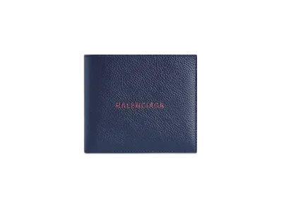 BALENCIAGA Cash Square Folded Coin Wallet "Navy/Burgundy"