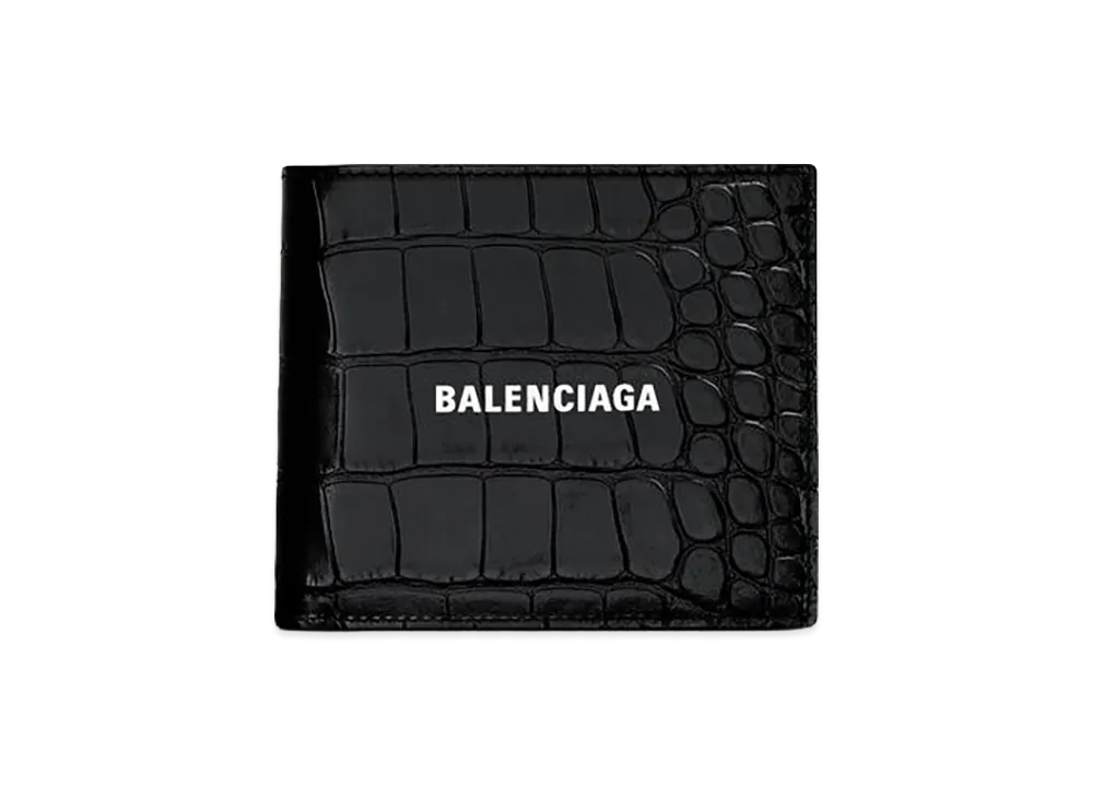 BALENCIAGA Cash Square Folded Coin Wallet "Black"