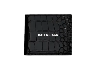 BALENCIAGA Cash Square Folded Coin Wallet "Black"