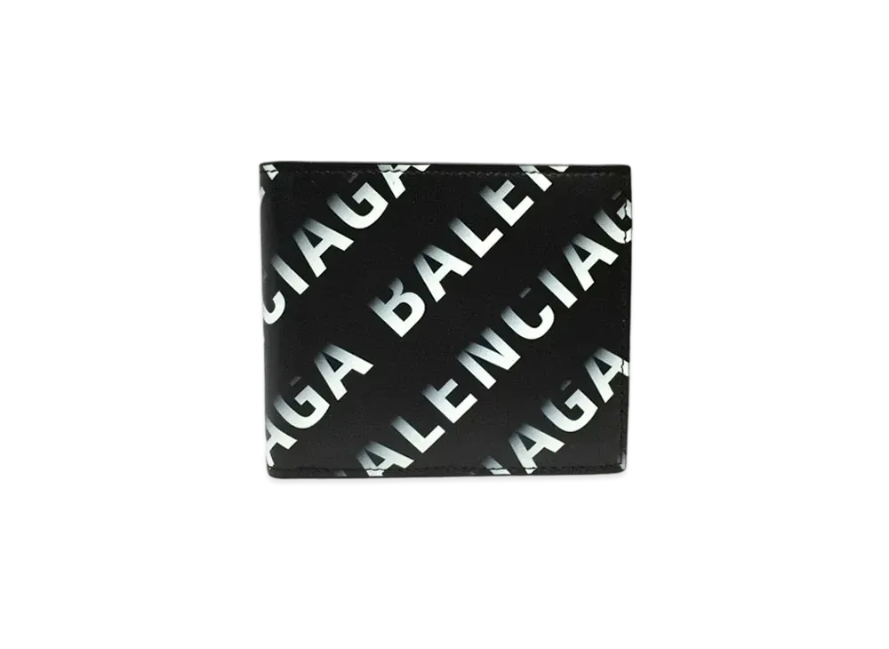BALENCIAGA Cash Square Folded Coin Wallet Gradient Logo Printed "Black"