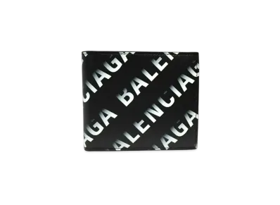 BALENCIAGA Cash Square Folded Coin Wallet Gradient Logo Printed "Black"
