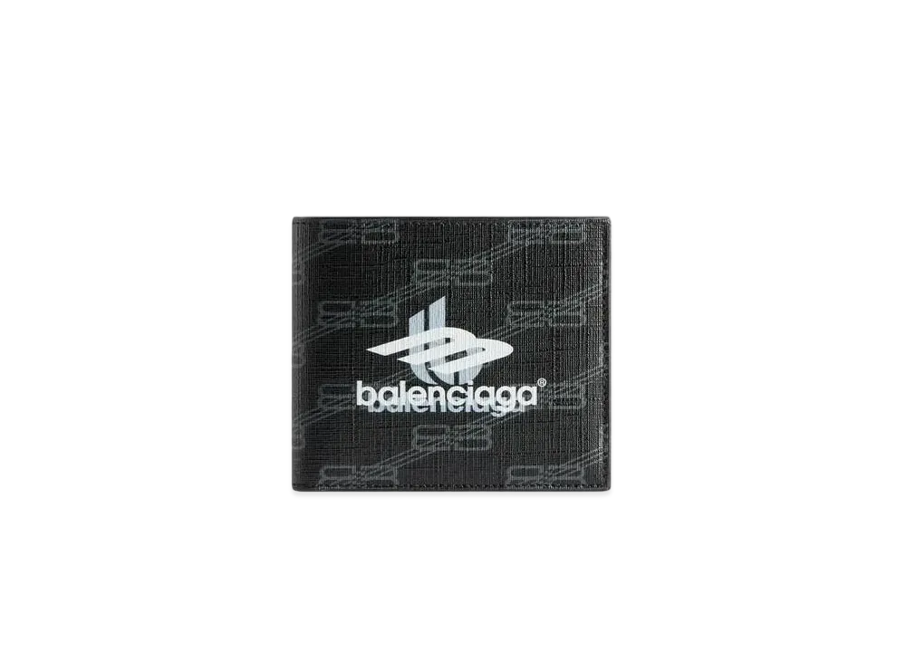 BALENCIAGA Signature Square Folded Coin Wallet BB Monogram Coated Canvas "Black"