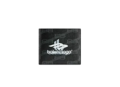 BALENCIAGA Signature Square Folded Coin Wallet BB Monogram Coated Canvas "Black"