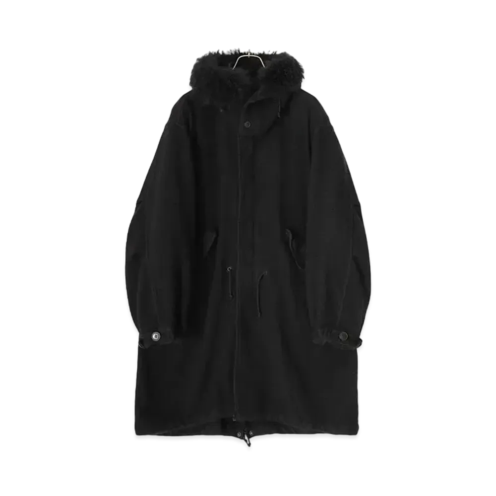 COMOLI Cashmere Military Hooded Coat "Black"