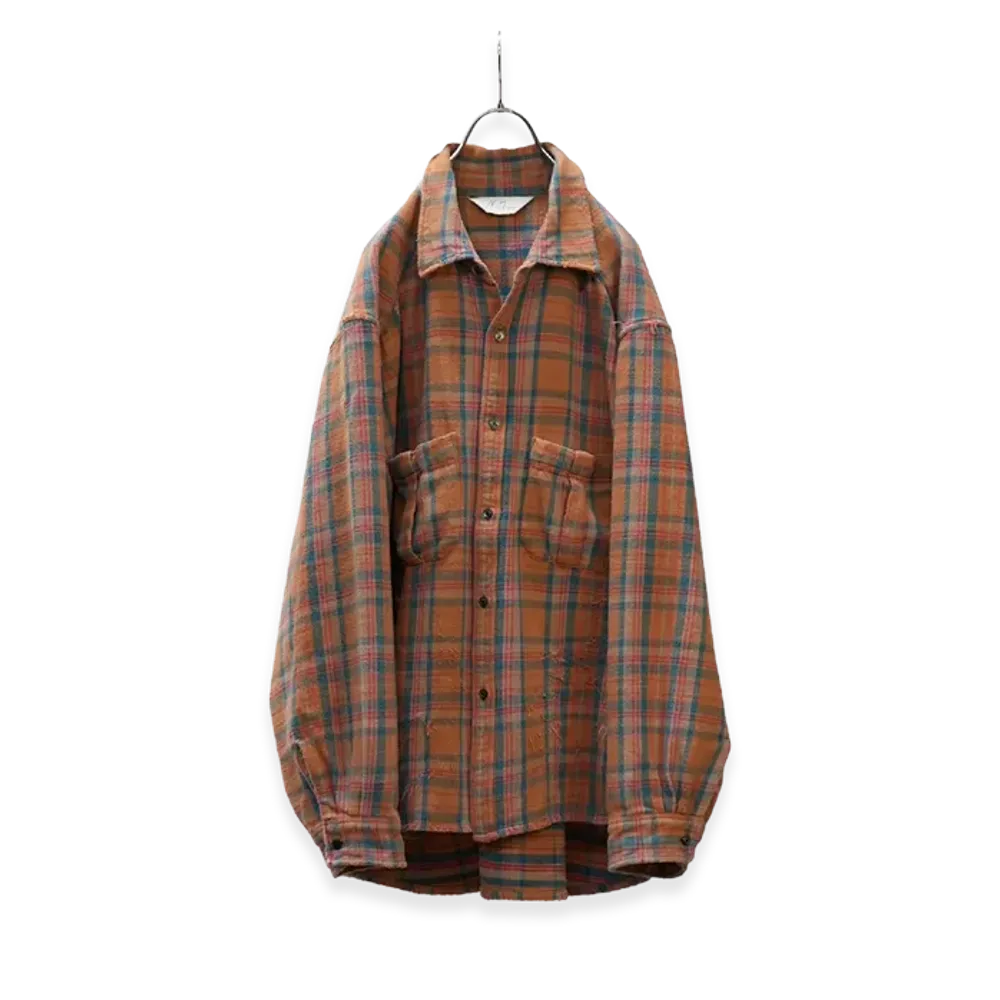 ANCELLM Nel Check Over Work Shirt "Camel"