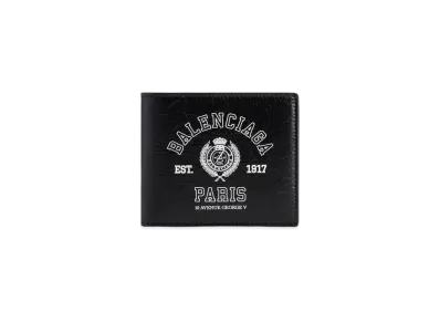 BALENCIAGA Cash Square Folded Wallet in Arena Lambskin "Black"