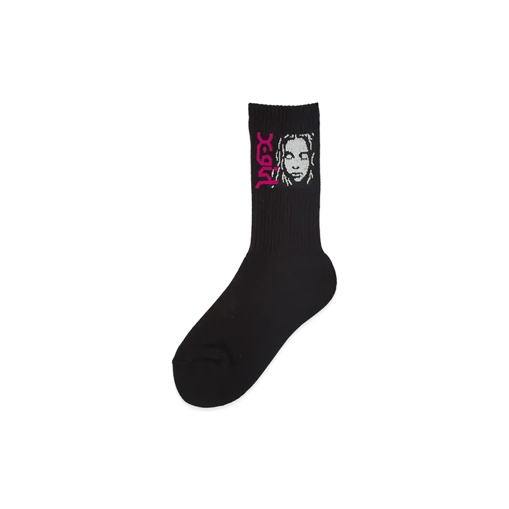 X-Girl Women's Side Logo Face Ribbed Socks "Black"