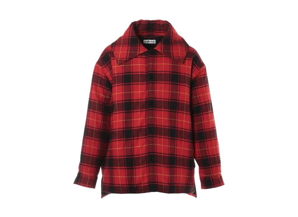 BALENCIAGA Cotton & Polyester Padded Check Pattern Jacket "Red/Black"