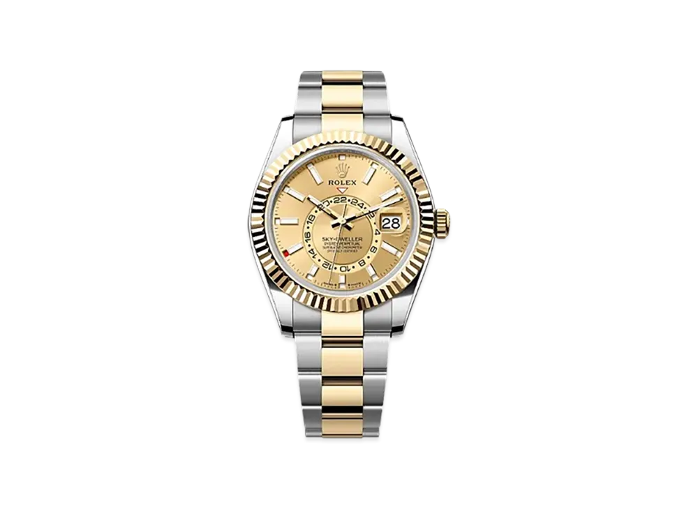 ROLEX Sky-Dweller 42mm Oystersteel & Yellow Gold 336933 "Champagne-colour"