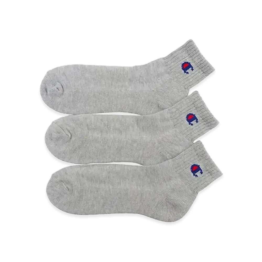 Champion 3Pair Quarter Length Socks (Half Pile) "Heather Gray"