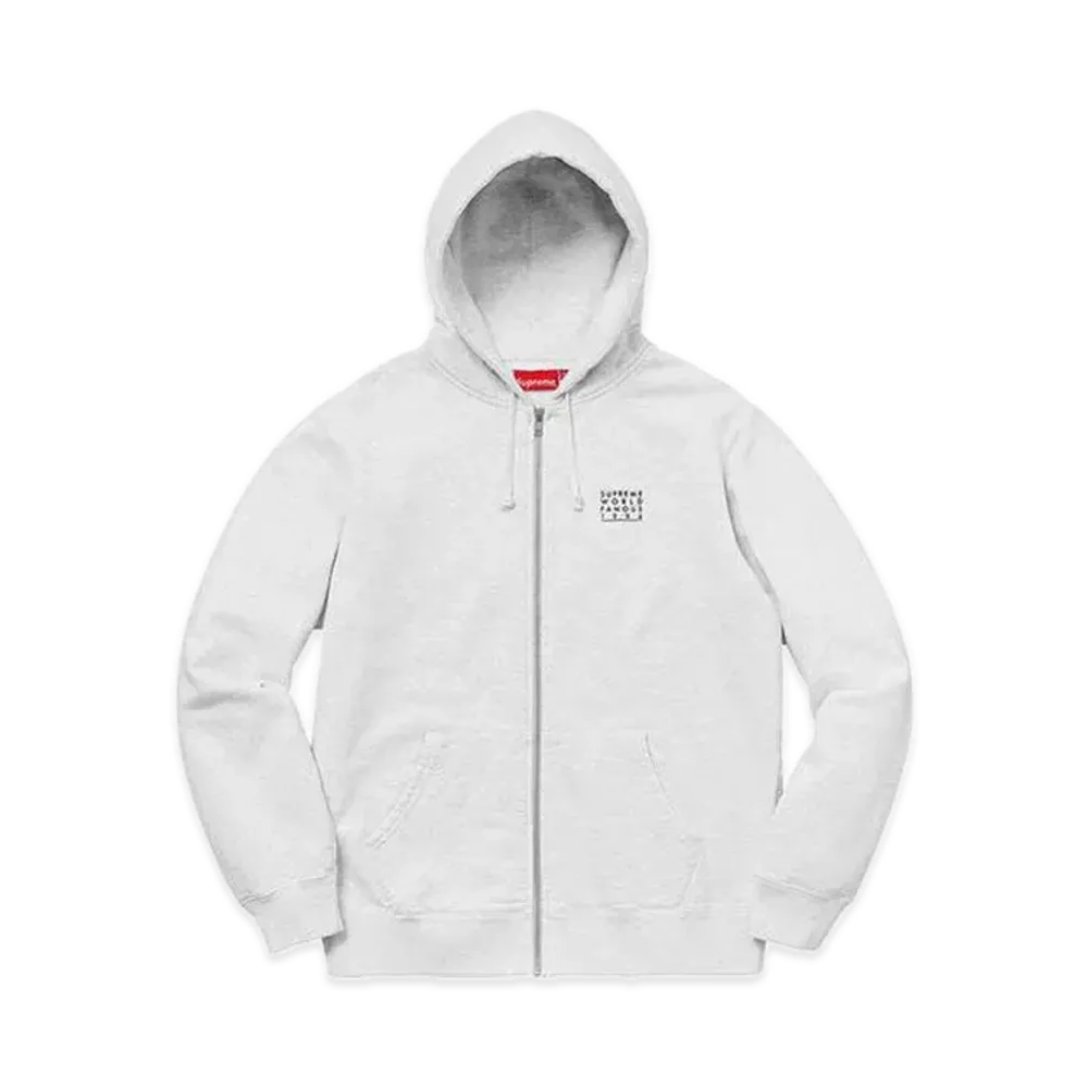 Supreme World Famous Zip Up Hooded Sweatshirt "Ash Grey"