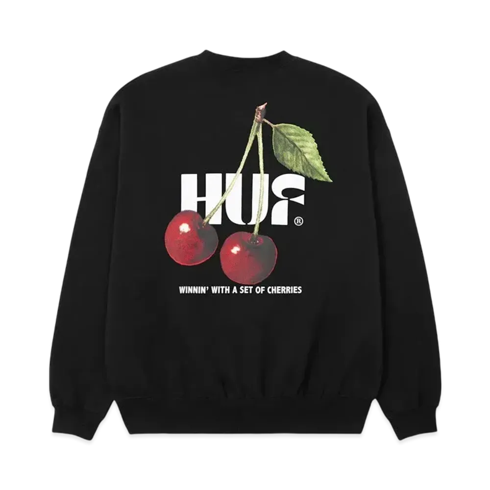 HUF Casino Collection Set Of Cherries Fleece Crew "Black"