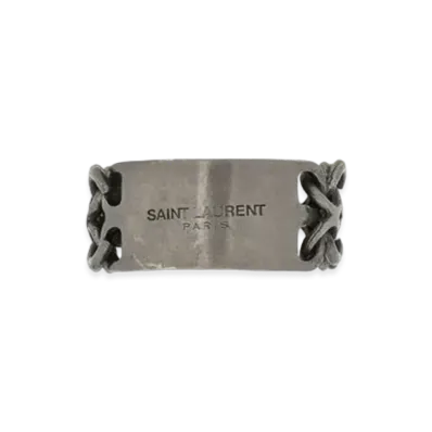 Saint Laurent ID Metal Plate Ring "Oxidized Silver"