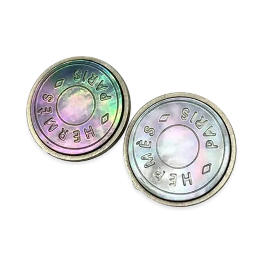 Hermes Sellier Earrings Shell "Silver"