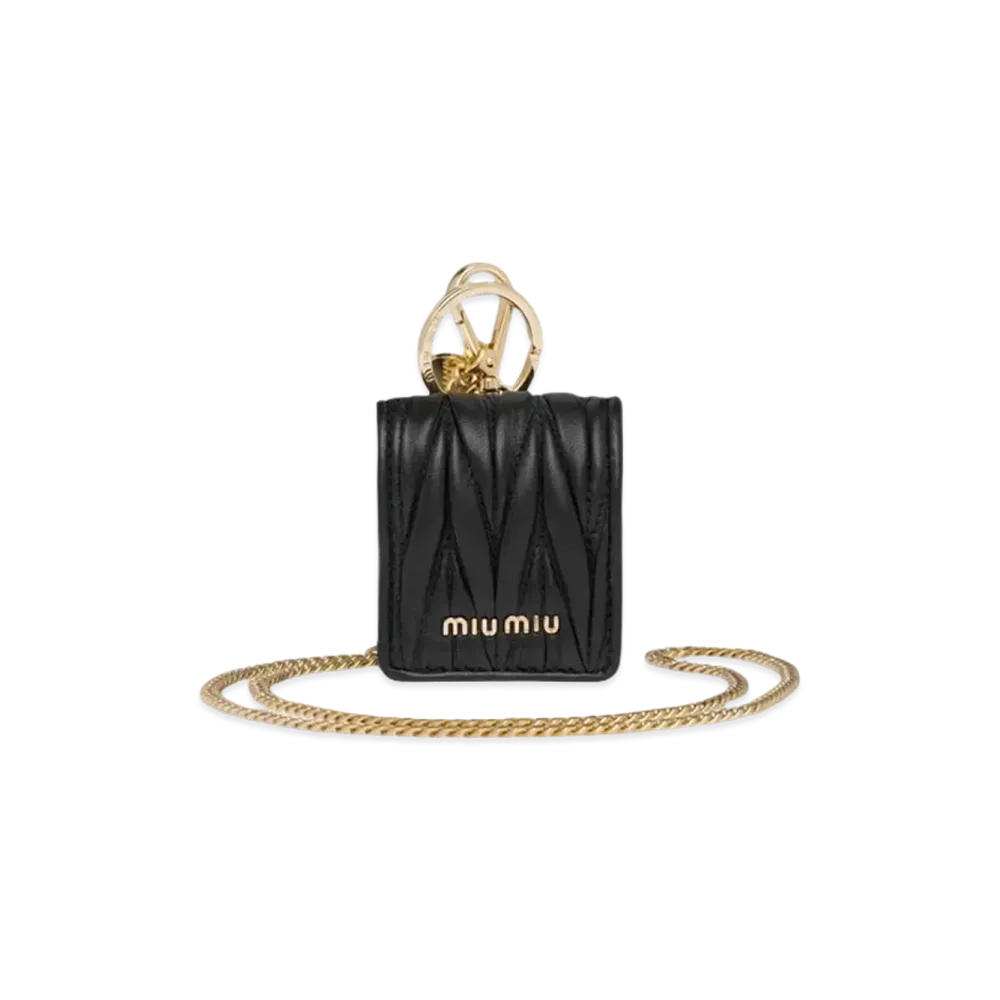 MIU MIU Materasse Leather Airpods Case "Black"