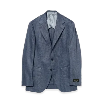 BEAMS Di Pray Silk Herringbone Jacket "Blue"
