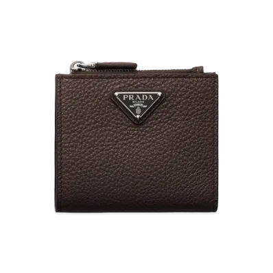 PRADA Vitello Daino Leather Wallet "Coffee/Marble"