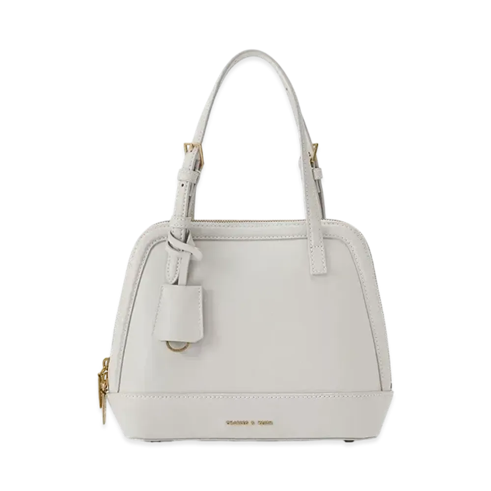 CHARLES & KEITH Enola Textured Double Handle Structured Bag "LightGrey"