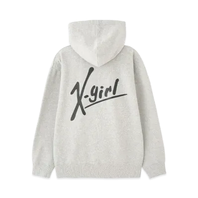 X-Girl Handwriting Logo Zip Up Sweat Hoodie "Ash"