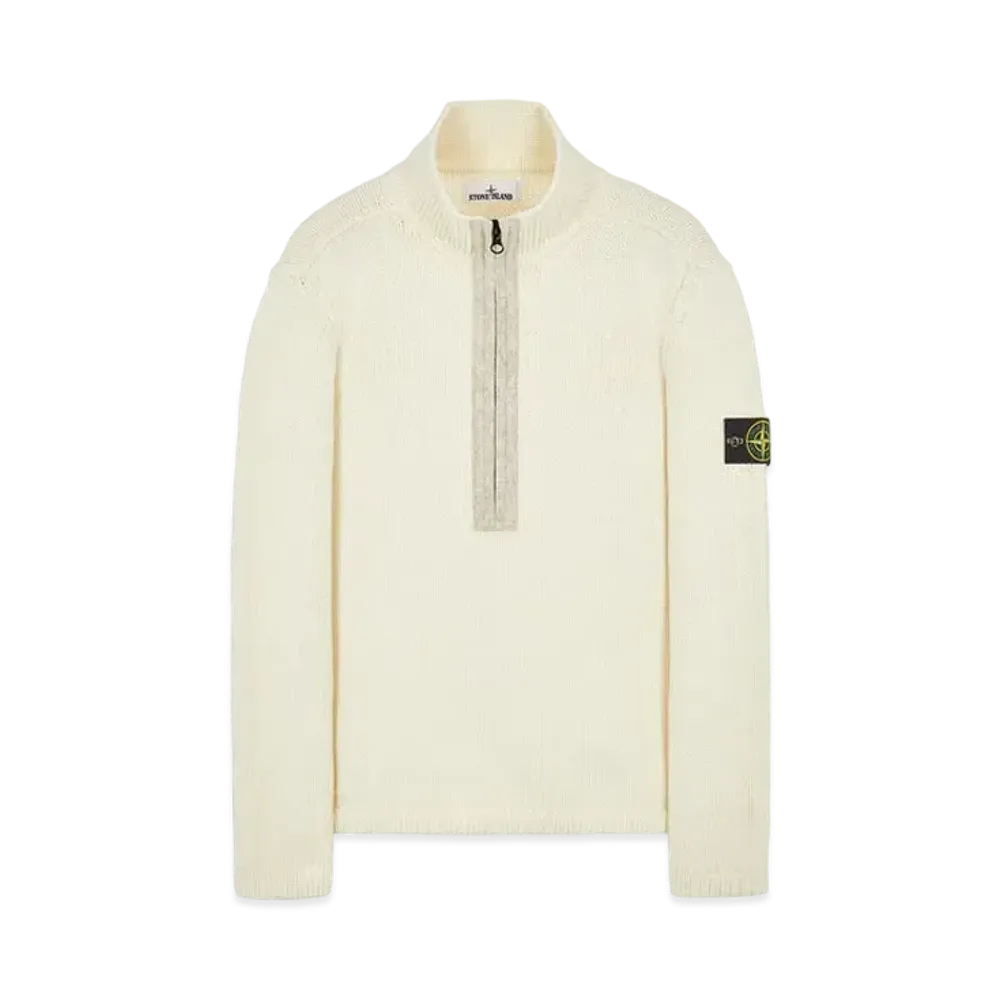 Stone Island 534A6 LAMBSWOOL WITH FABRIC DETAILS "Natural White"