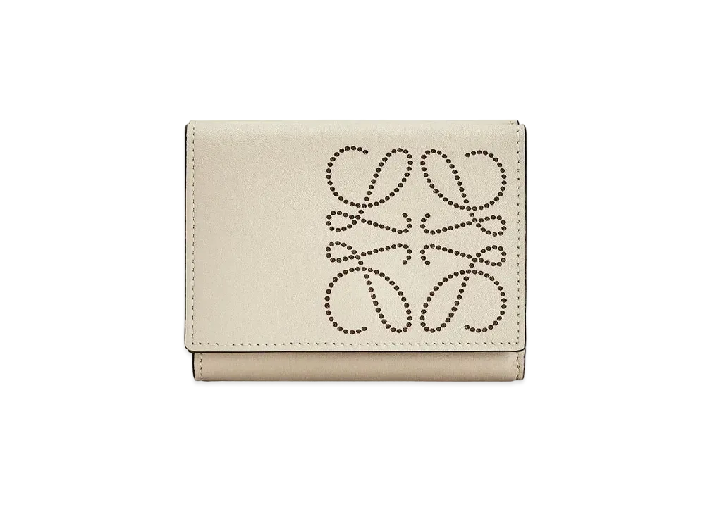 LOEWE Brand Trifold 6 Cardholder In Calfskin "Light Oat / Tan"
