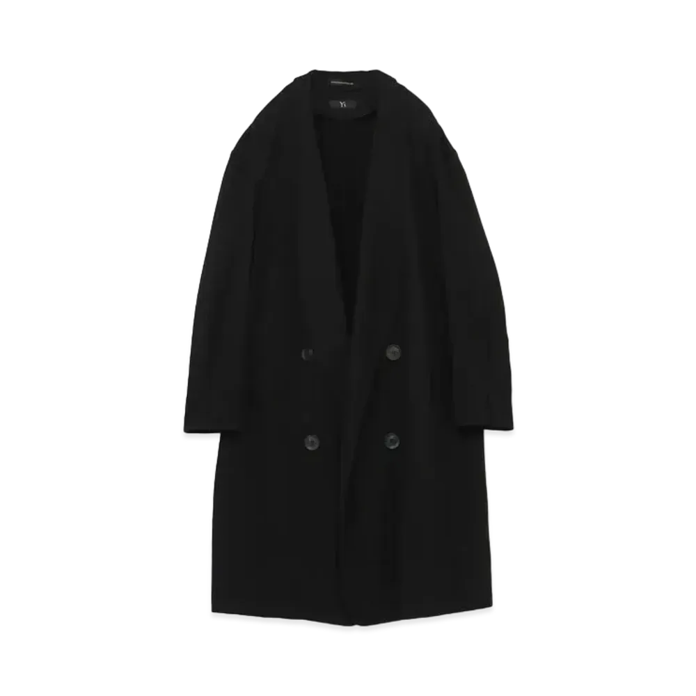 Yohji Yamamoto Y's COMBED MINI FLEECE SHAWL COLLAR COAT "Black"