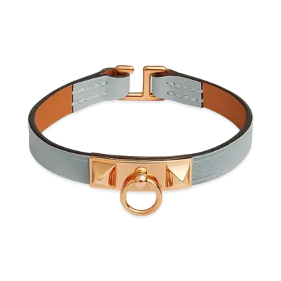 Hermes Rivale Mini Bracelet "Bleu Glacier/Pink Gold"