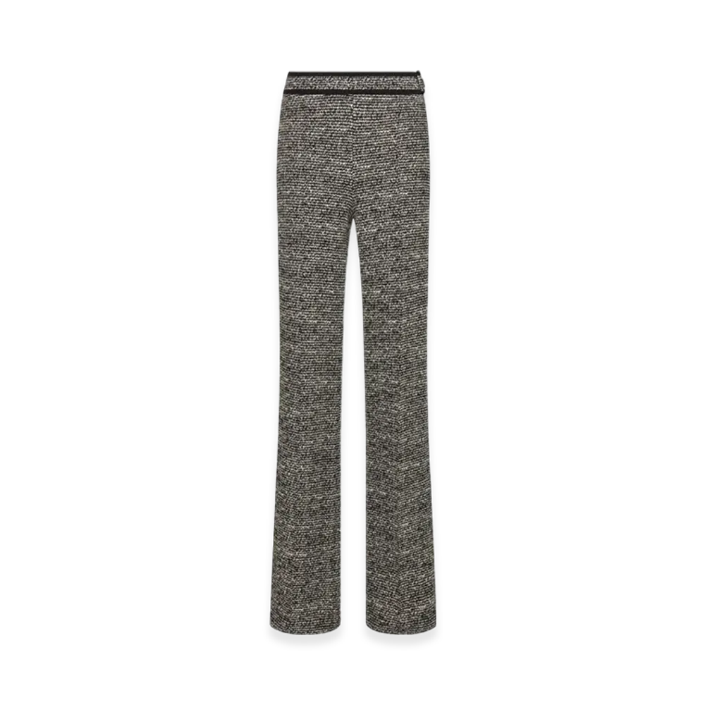 Dior Women's Wool Blend Heathered Textured Knit Flared Pants "Black"
