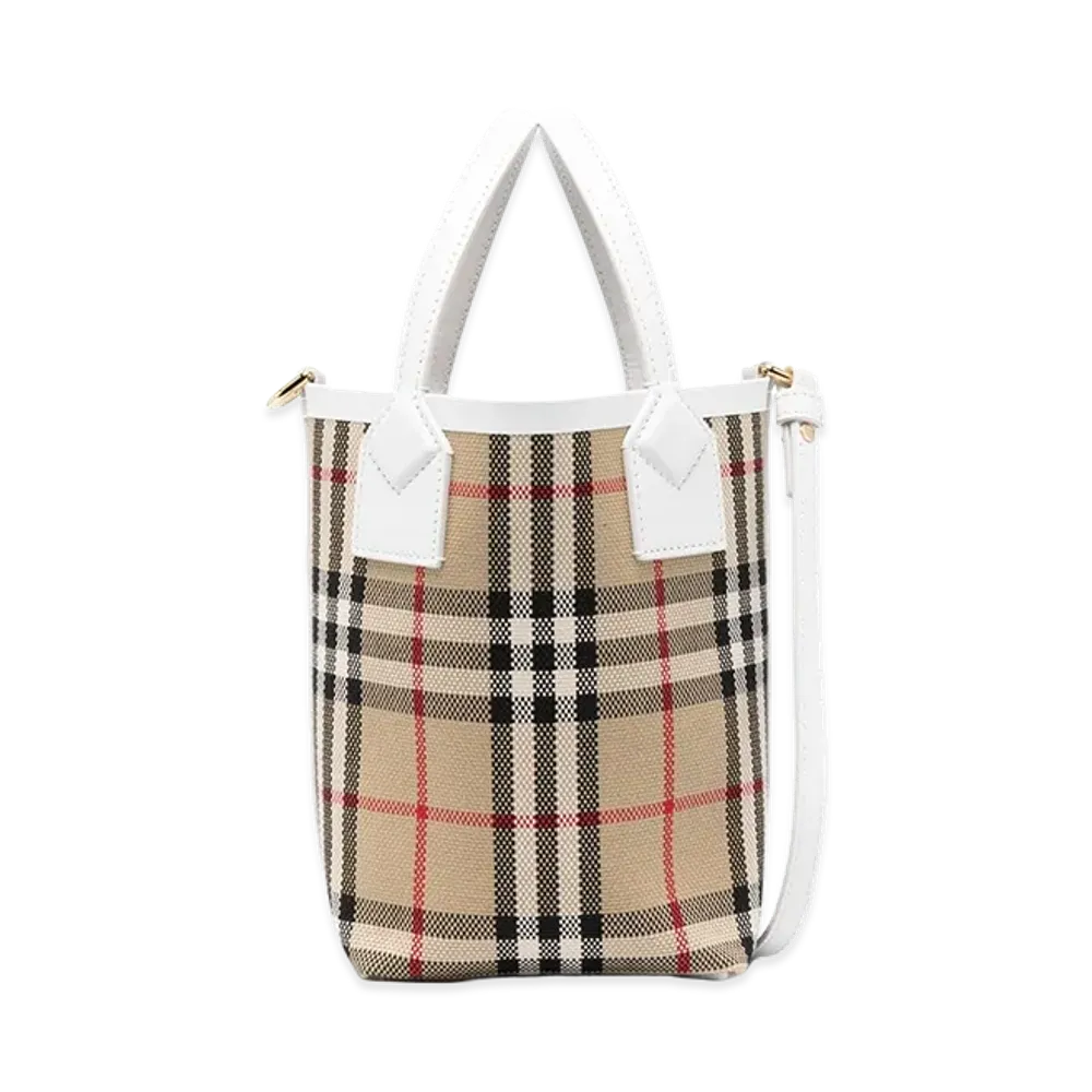 Burberry Women's Embroidered Canvas Mini London Handbag "Beige"