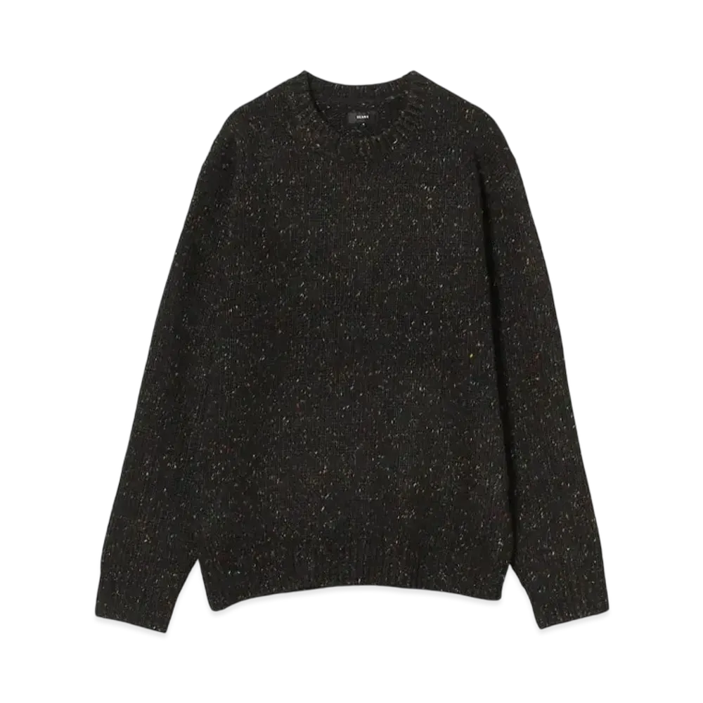 BEAMS 3 Gauge Collar Neck Crew Neck Knit 24FW "Balck"