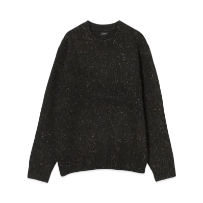 BEAMS 3 Gauge Collar Neck Crew Neck Knit 24FW "Balck"