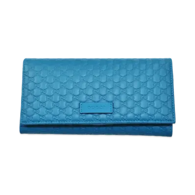 GUCCI Guccissima Flap Long Wallet "Light Blue"