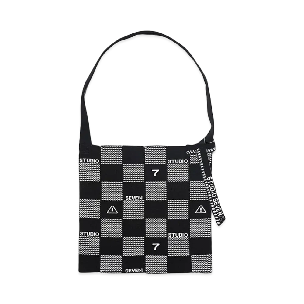 STUDIO SEVEN Block Check Knit Bag "BLACK"