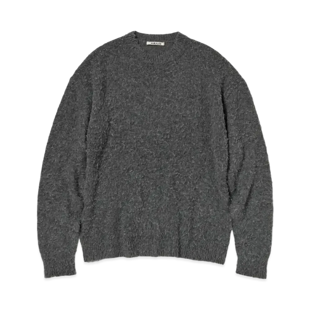 AURALEE Brushed Wool Cashmere Silk Knit P/O "Gray"