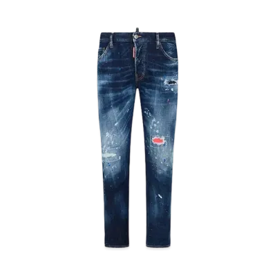 Dsquared2 Dark Neon Splash Wash Sexy Twist Jeans "Navy"