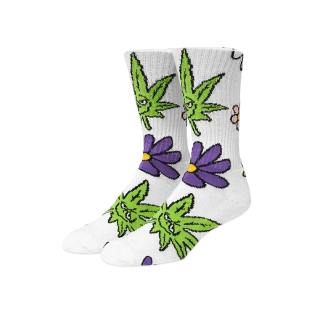 HUF Green Buddy Blossom Socks "White"