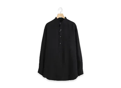 COMOLI Linen W Cross Pullover Shirt "Black"