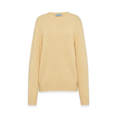 PRADA Women's Wool Cashmere Crew-Neck Sweater "Cream"