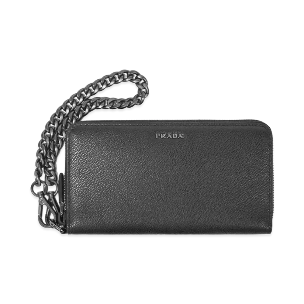 PRADA Portafoglio Lampo VIT MicroI Grain "Black/Gray"